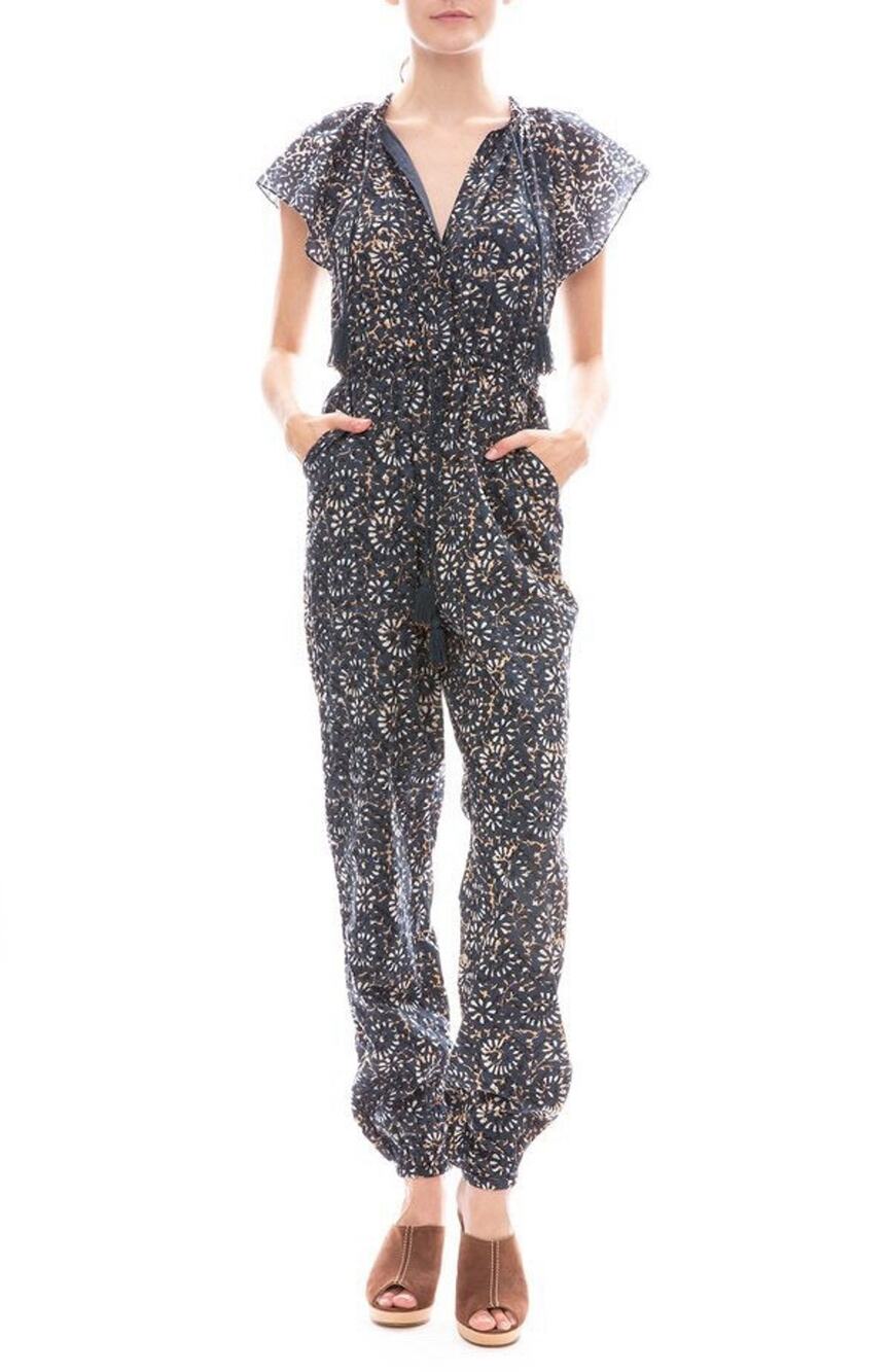 Ulla Johnson Terra Jumpsuit in Azul Navy Blue Lightweight Cotton Tassels 2